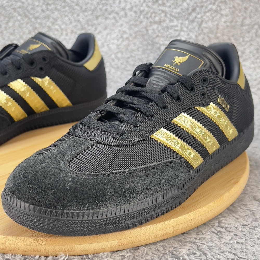 adidas Samba Mexico Shoes Mens 9 Black Gold Soccer Football Blokecore Heritage - Picture 9 of 11